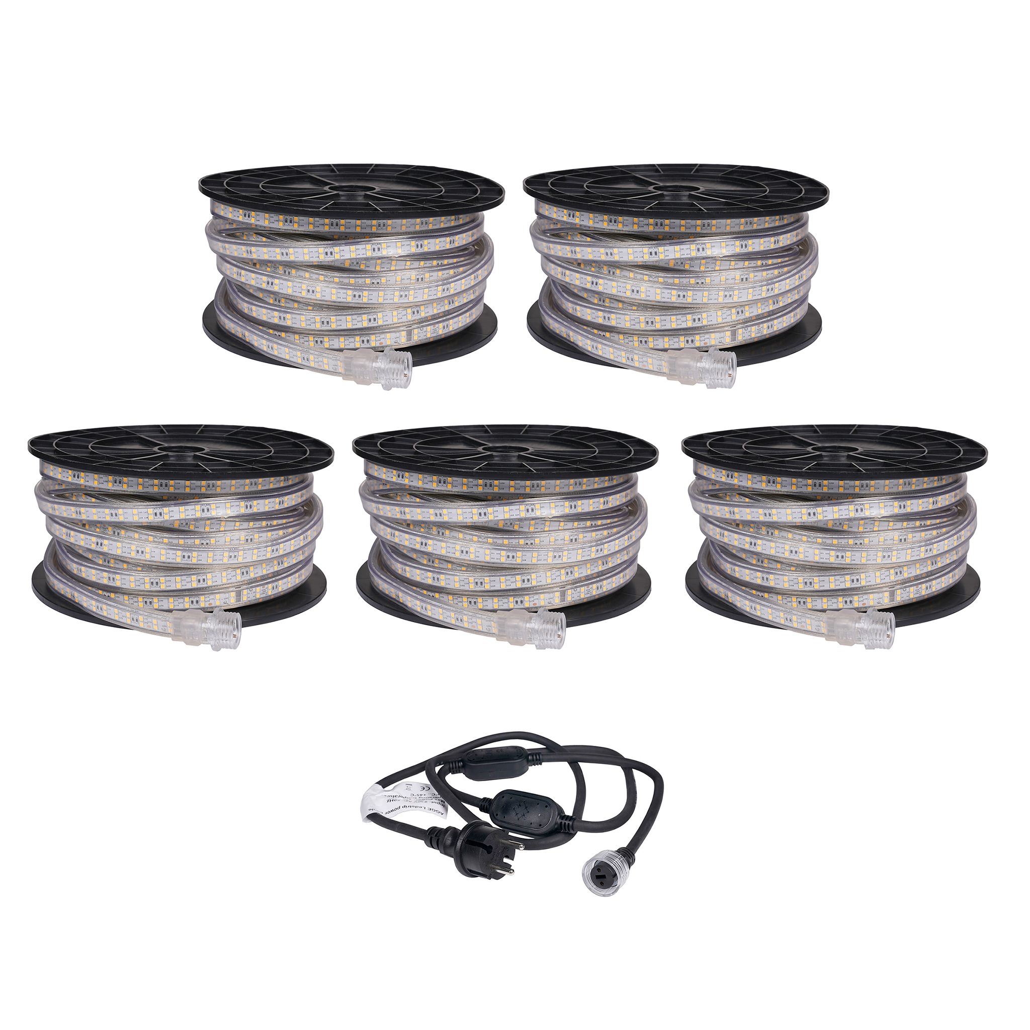 LED strip / Work light AGGE 230V - 1500 lm/m, 20 m, Strip with power cord + 4 extensions (100 m) afbeelding