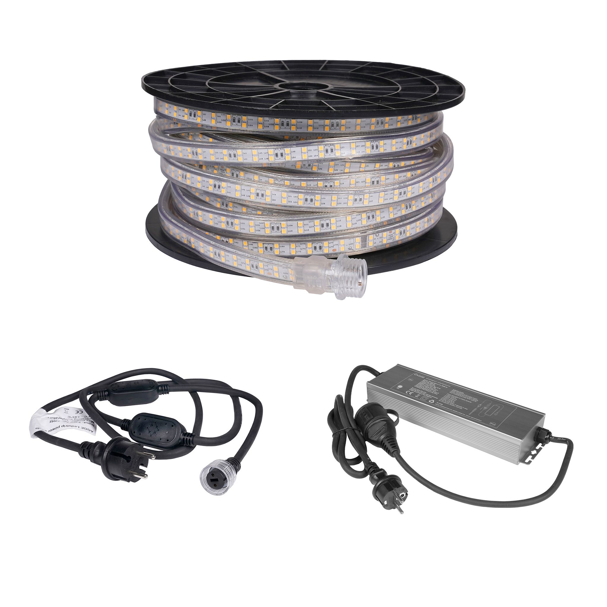 LED strip / Work light AGGE 230V - 1500 lm/m, 20 m, Strip with power cord + Power Bank afbeelding