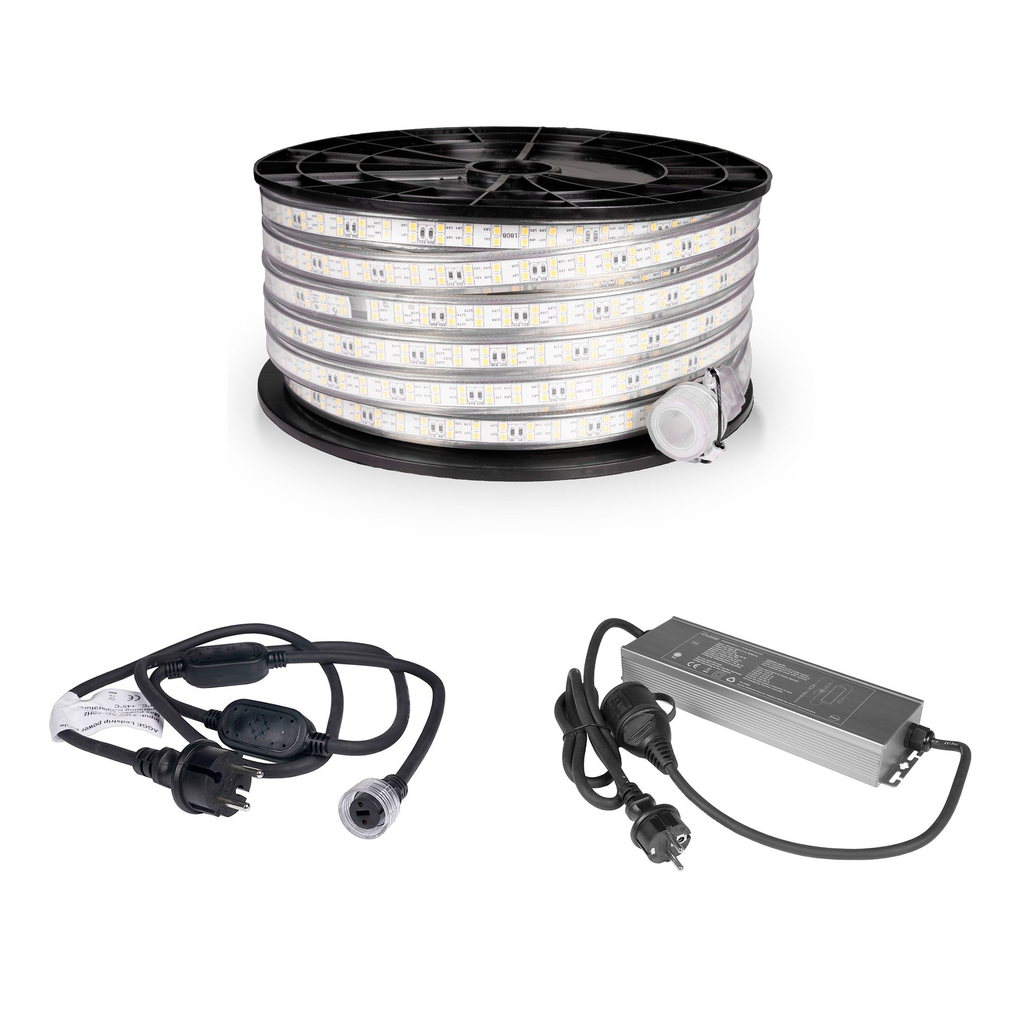 LED strip / Work light AGGE 230V - 1500 lm/m, 25 m, Strip with power cord + Power Bank afbeelding