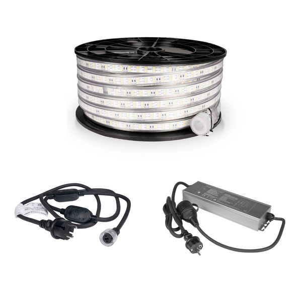 LED-list / Arbetsbelysning AGGE 230V - 1500 lm/m, 25 m, LED-list med n&auml;tsladd + Powerbank