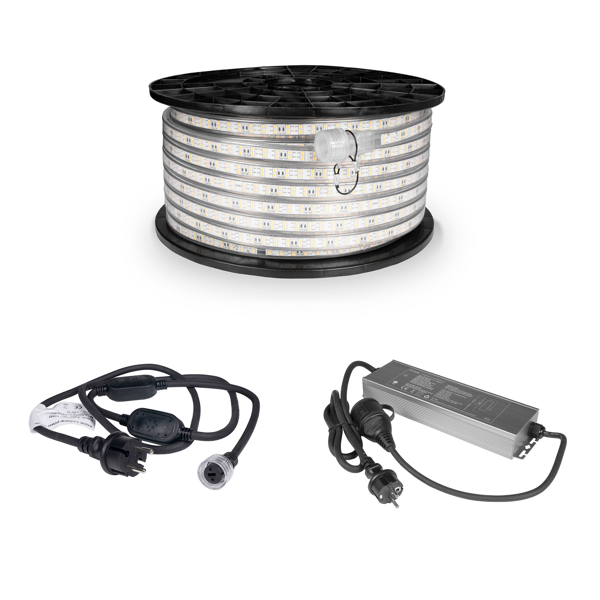 LED strip / Work light AGGE 230V - 1500 lm/m, 50 m, Strip with power cord + Power Bank afbeelding