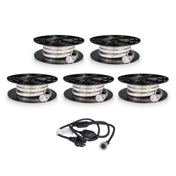 LED-stripe / Arbeidsbelysning AGGE 230V - 1500 lm/m, 5 m, Stripe med strømledning + 4 skjøteledninger (25 m)