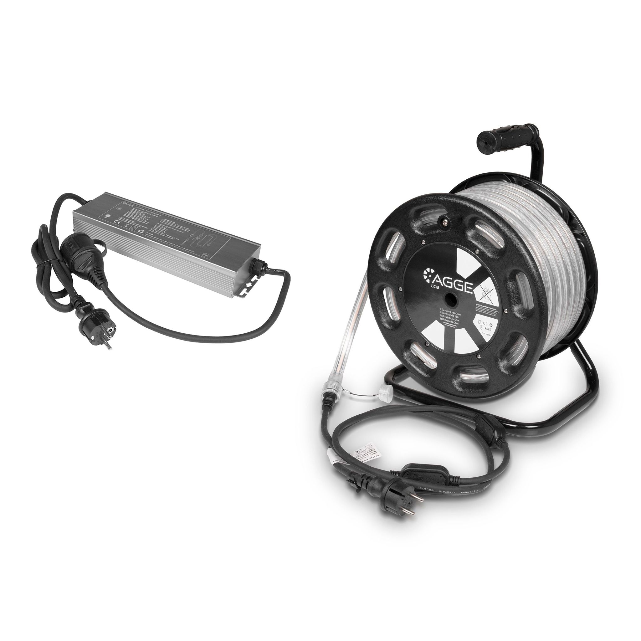 LED strip / Work light AGGE COB 230V - 1500 lm/m, 25 m - Reel, Strip with power cord + Power Bank afbeelding