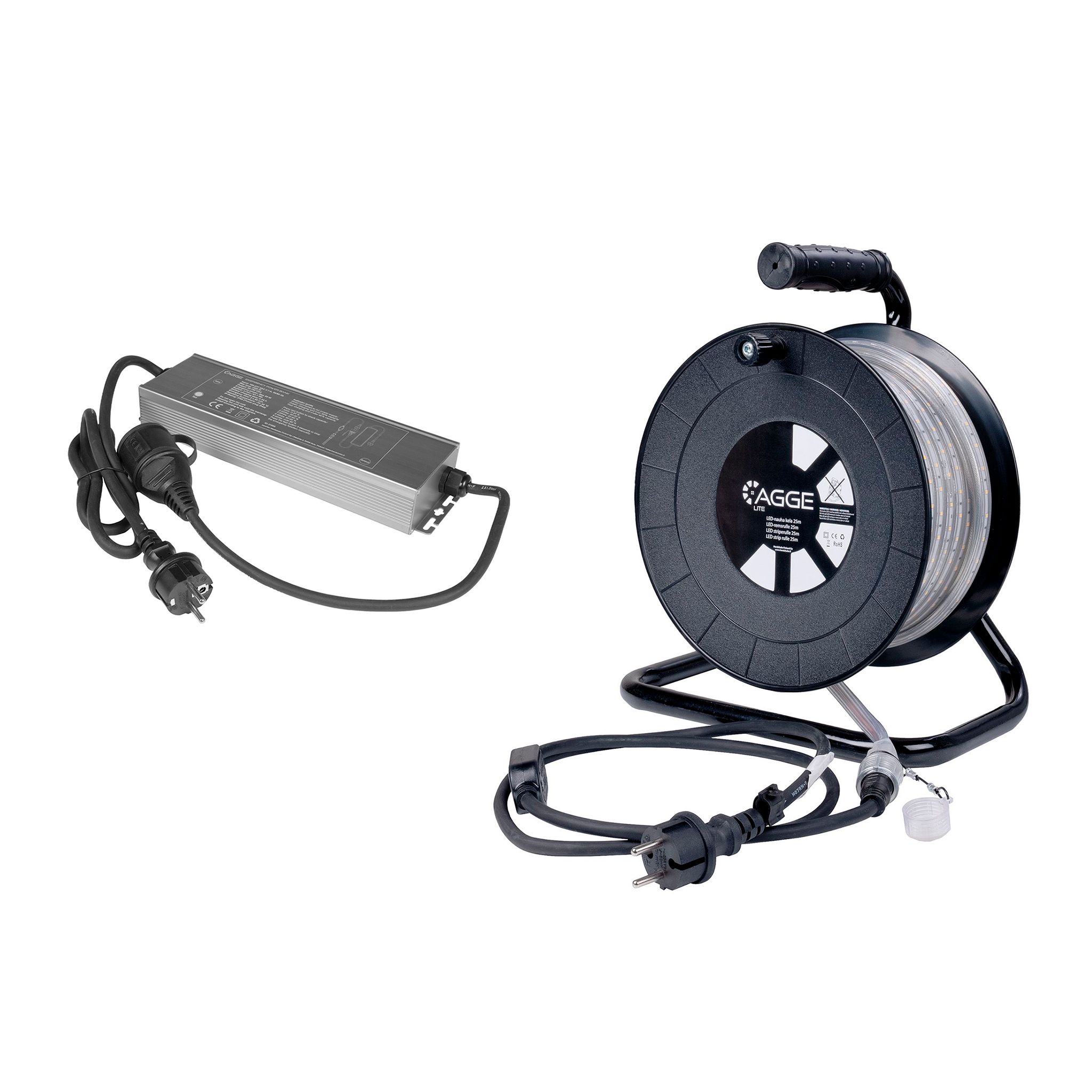 LED strip / Work light AGGE Lite 230V - 400 lm/m, 25 m - Reel, Strip with power cord + Power Bank afbeelding