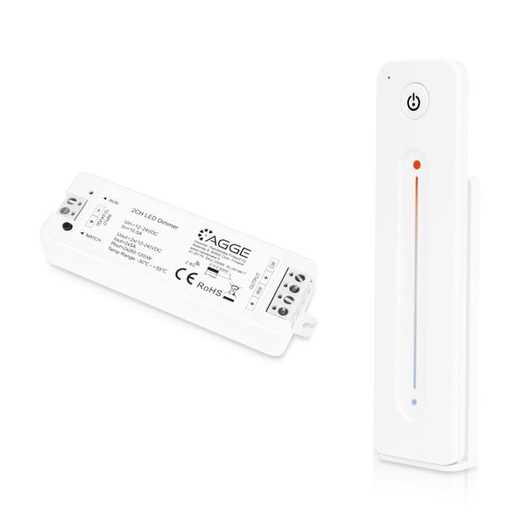 LED strip controller AGGE CCT Color Controller, RF 2.4 GHz, Controller + Remote control Touch Slide (White) afbeelding 1