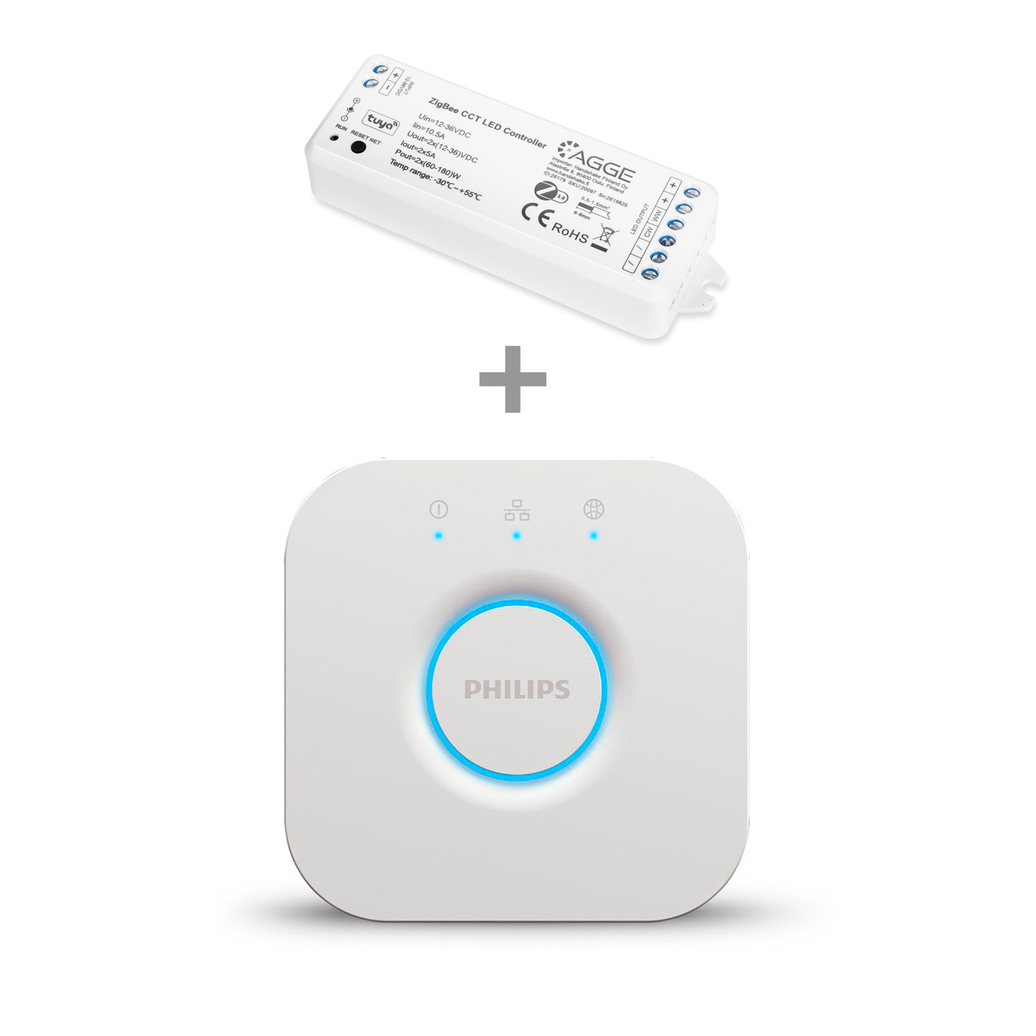 Drivdon till LED-list  AGGE CCT Color Zigbee Controller, Drivdon + Philips Hue Bridge