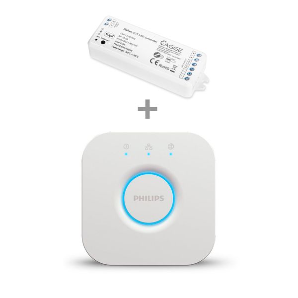 Drivdon till LED-list AGGE CCT Color Zigbee Controller, Drivdon + Philips Hue Bridge