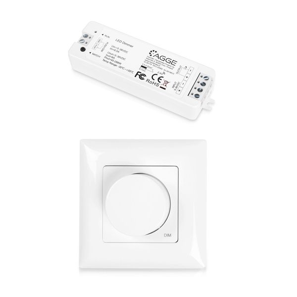 Drivdon till LED-list AGGE Single Color Controller, RF 2.4 GHz, Drivdon + Fjärrkontroll Dimming Rotary Panel