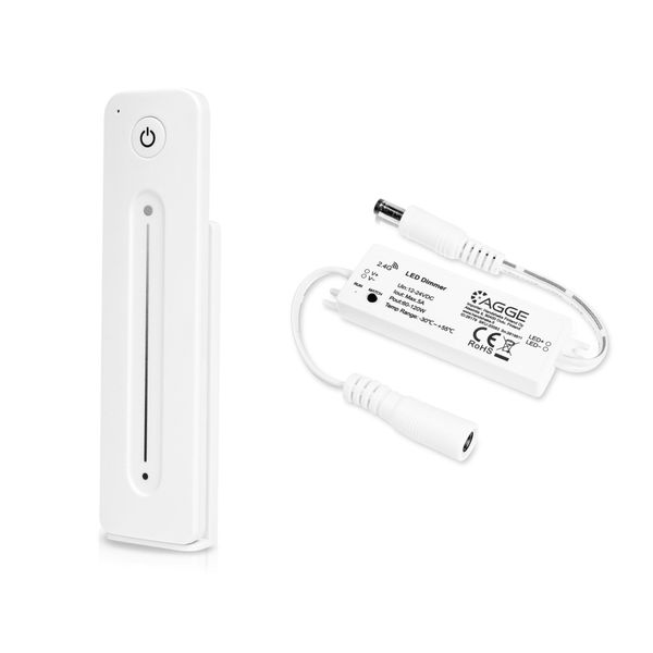 LED strip controller AGGE Single Color Mini Controller, RF 2.4 GHz, Control unit + Remote control Dimming Touch Slide (White) afbeelding 1