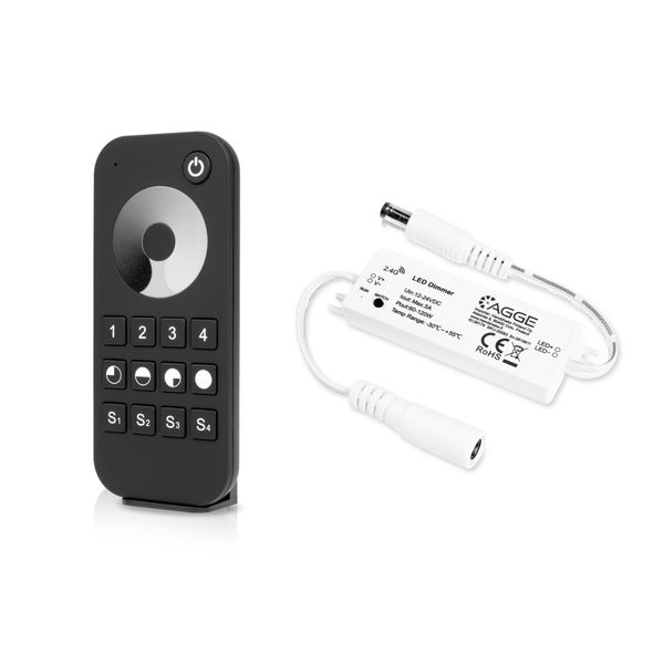 LED strip controller AGGE Single Color Mini Controller, RF 2.4 GHz, Control unit + Remote control Dimming Touch Wheel afbeelding 1
