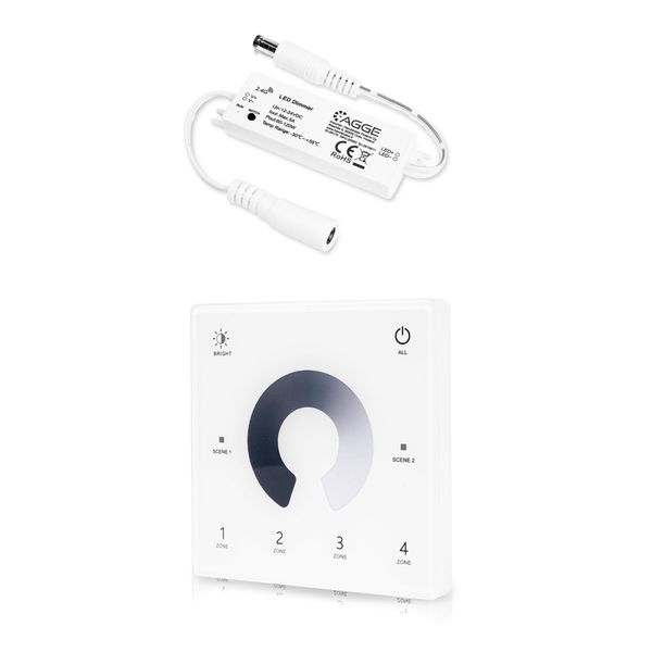 LED strip controller AGGE Single Color Mini Controller, RF 2.4 GHz, Control Unit + Remote control Dimming Wall Mount Touch Panel afbeelding 1