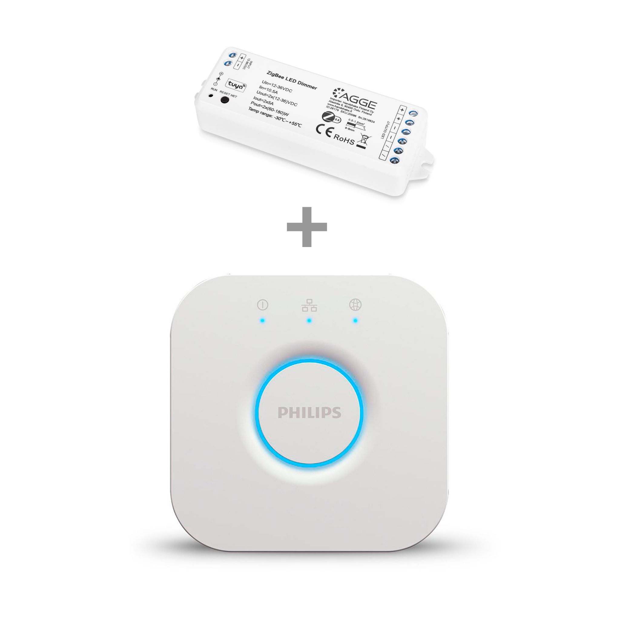 LED-nauhan ohjausyksikkö AGGE Single Color Zigbee Controller, Ohjausyksikkö + Philips Hue Bridge | Alk. 24,90 €