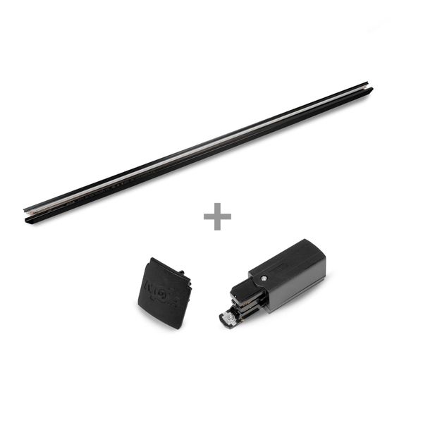 3-vaihekisko GLOBAL TRAC Pro, pinta-asennettava, 100 cm / Musta (Valmis setti)