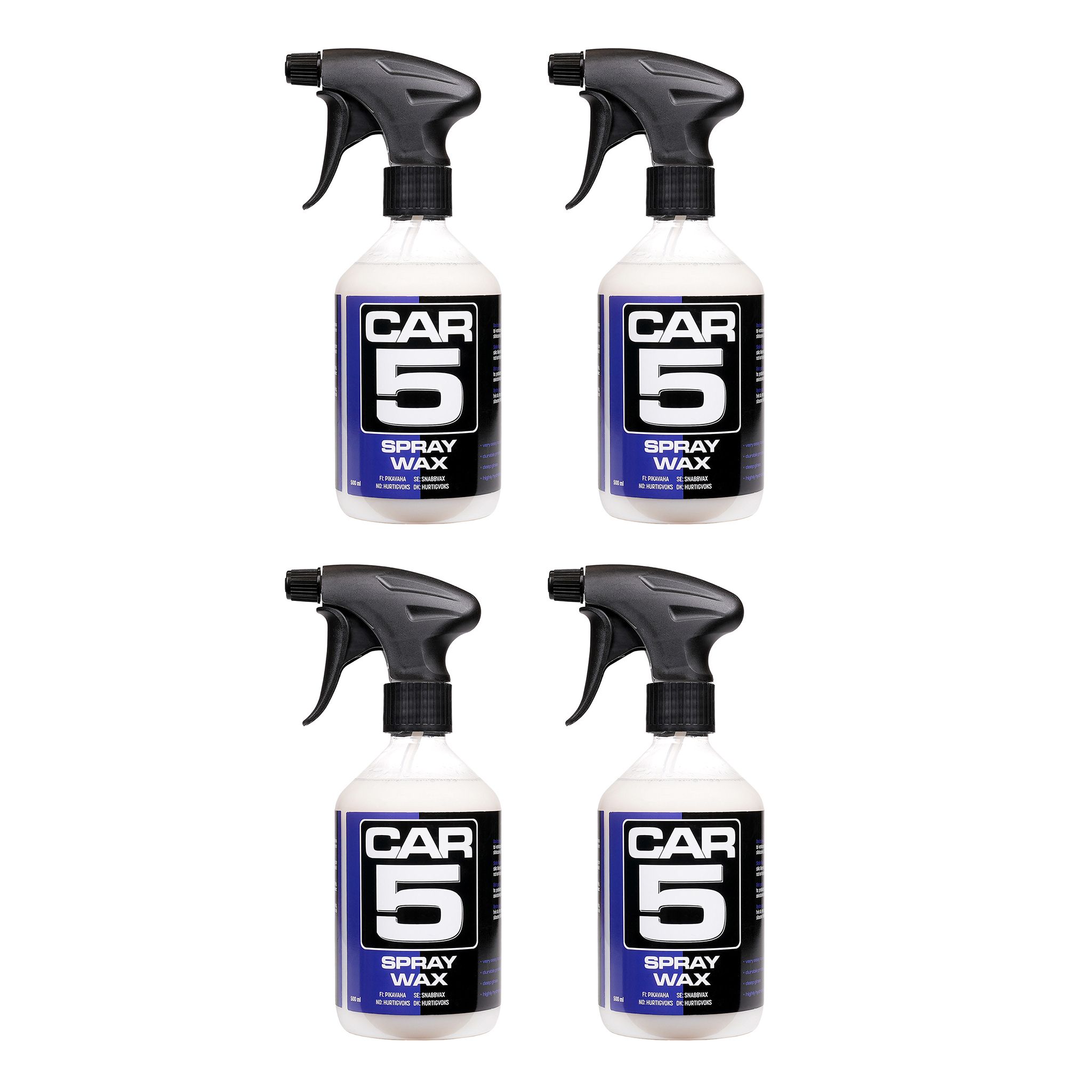 Hurtigvoks CAR5 Spray Wax, 4 x 500 ml