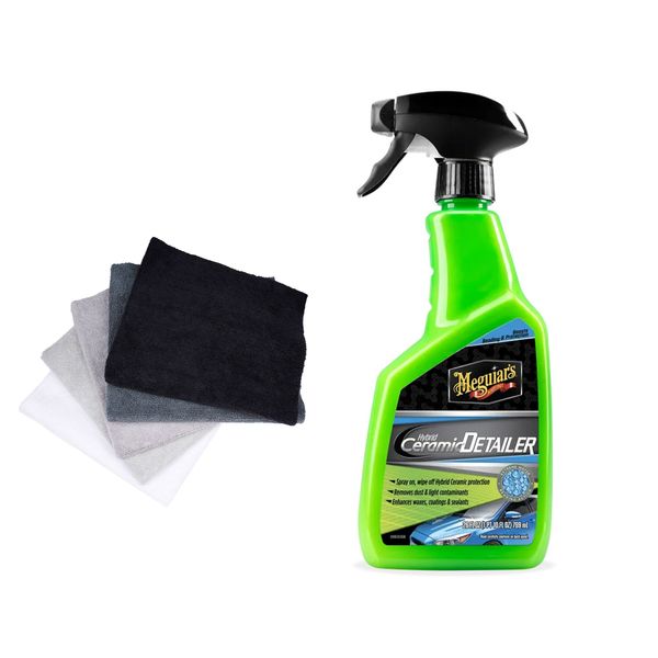 Rengörande snabbvax MEGUIARS Hybrid Ceramic Detailer, 768 ml, Flaska + Mikrofiberdukar (5st)