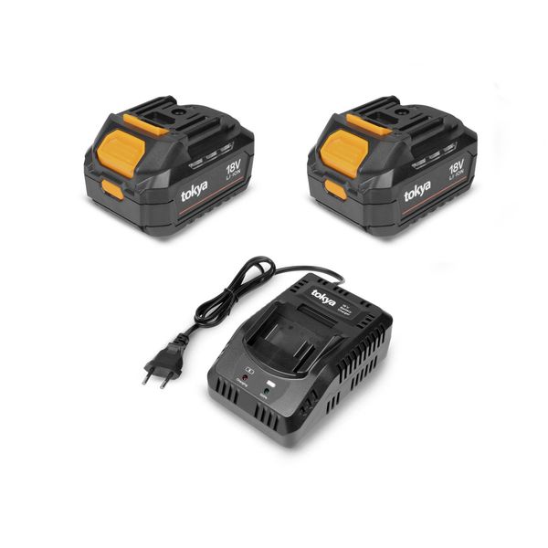 Laddningsbart batteri TOKYA 18V, 5 Ah, 2 st batterier + Laddare