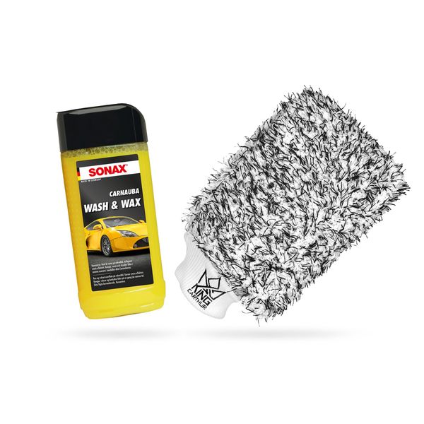 Autoshampoo SONAX Carnauba Wash&Wax, 500 ml, 500 ml + Wash mitt