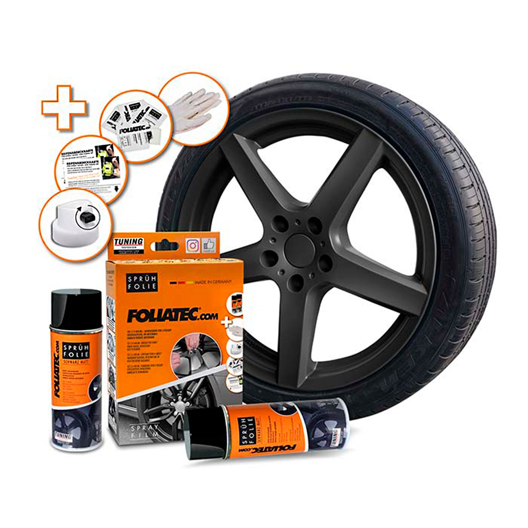 Kumimaalisetti Foliatec Spray Film Set, Black Matt