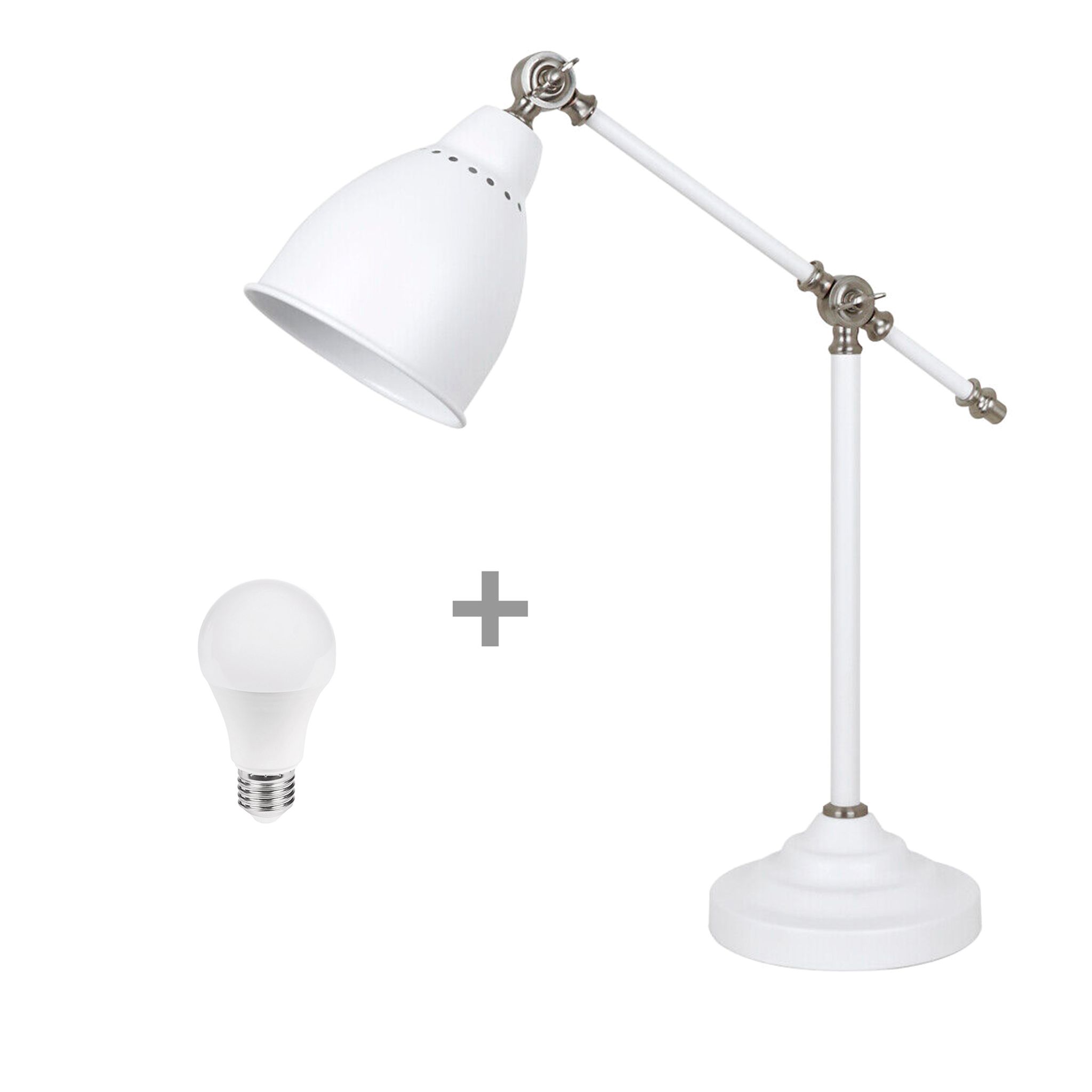 Pöytävalaisin Airam Sansa, E27, Valkoinen + 12W Polttimo | Alk. 29,90 €