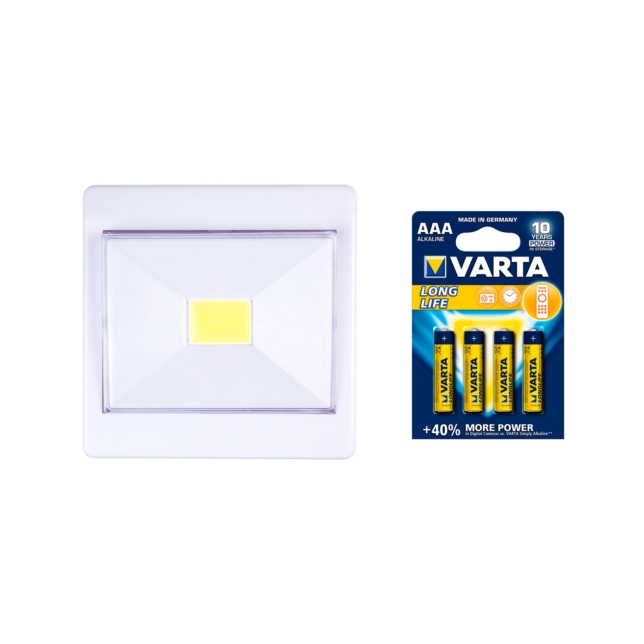 Läs mer om Universallampa AGGE Snaplit, 200 lm, 1 st + 4 st VARTA batterier