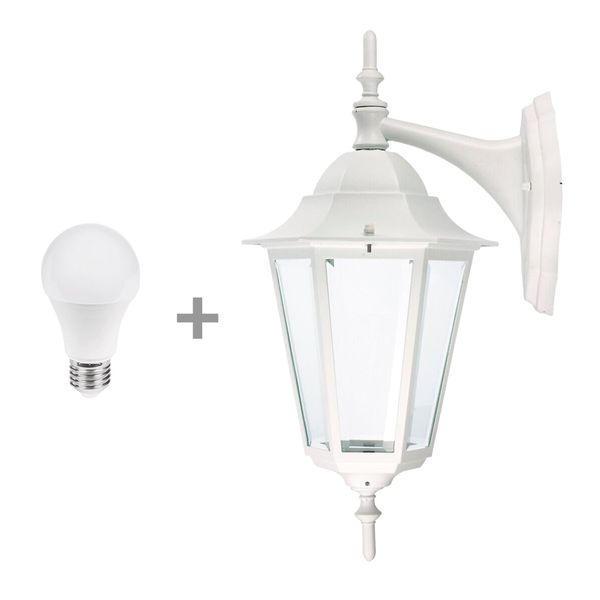 Vegglys AIRAM Kartano Down, E27, Hvit + 12W Led-pære