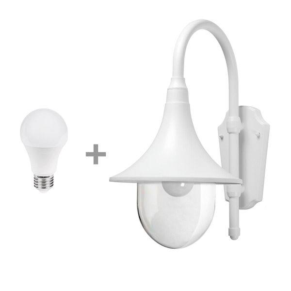 Vegglampe AIRAM Kartano Trumpet, E27, Hvit + 7W Led-pære
