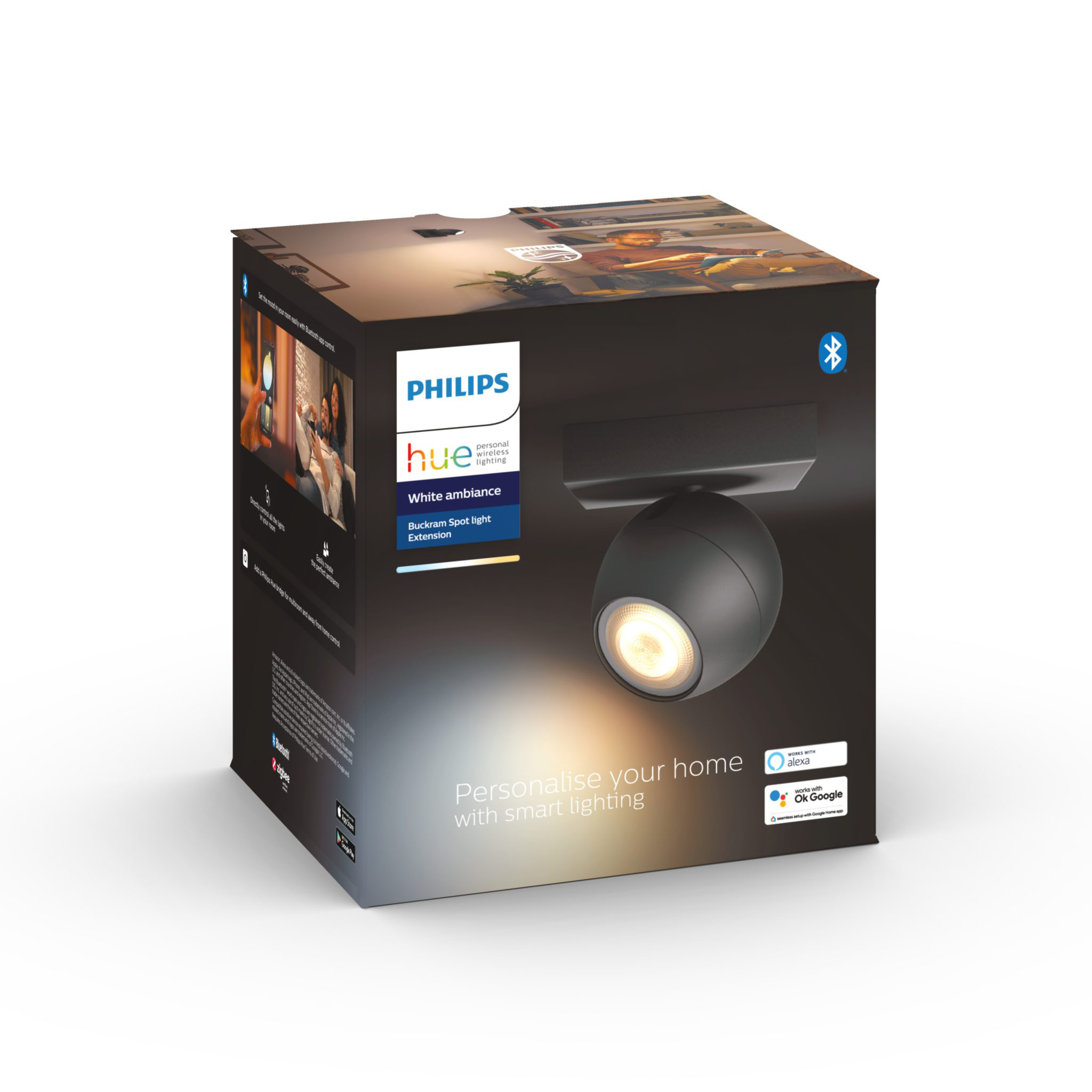 Seinävalaisin Philips Hue Buckram, GU10, Musta | Alk. 59,90 €