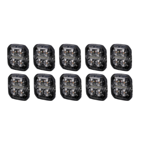 Warning light / Position light PURELUX Strobe Ultra Slim Square - Amber/Red / 12/24V / 8W / 60 mm, 10 pcs afbeelding 1