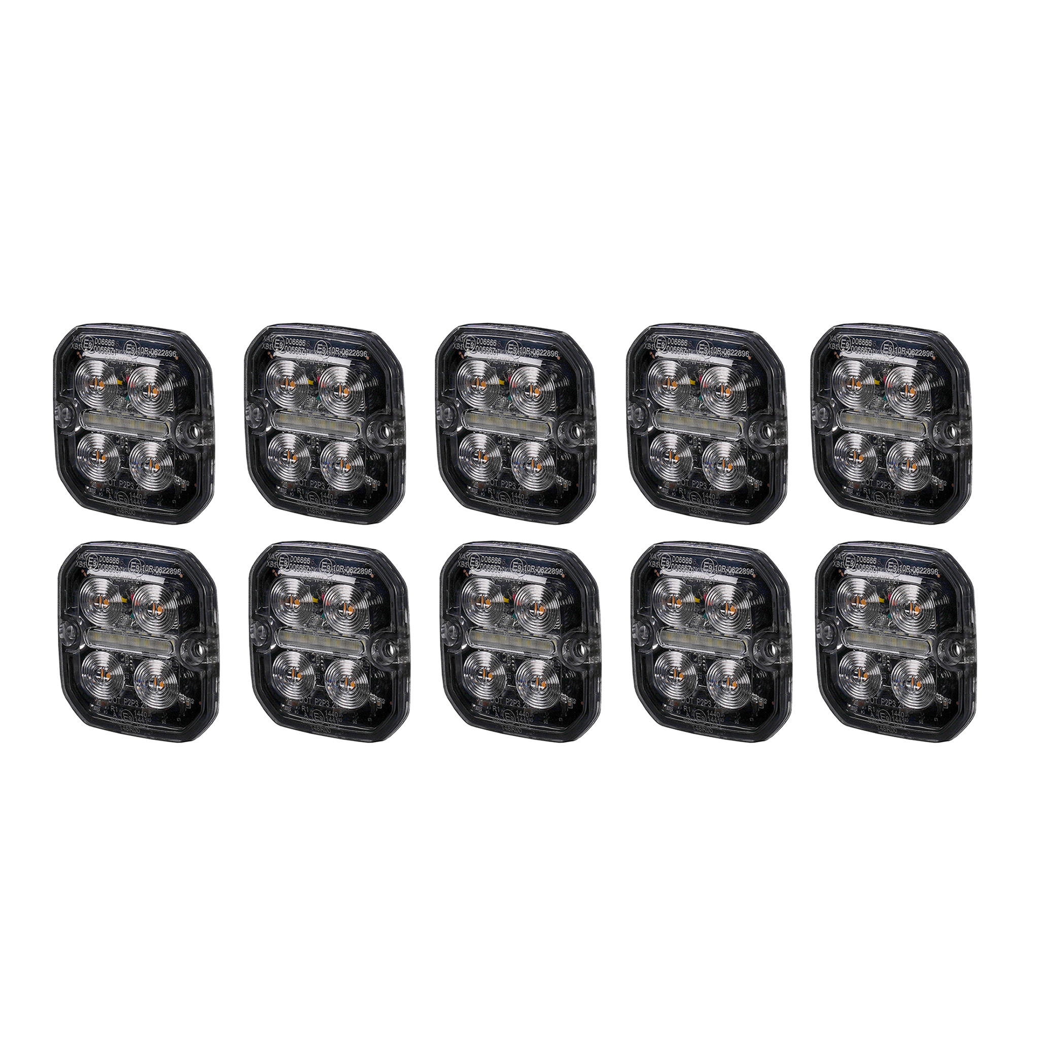 Warning light / Position light Purelux Strobe Ultra Slim Square - White/Red / 12/24V / 8W / 60 mm, 10 pcs afbeelding