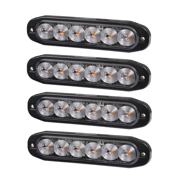 Varningsljus / Blixtljus PURELUX Strobe Ultra Slim - 12/24V / 12W / 118 mm, 4 st