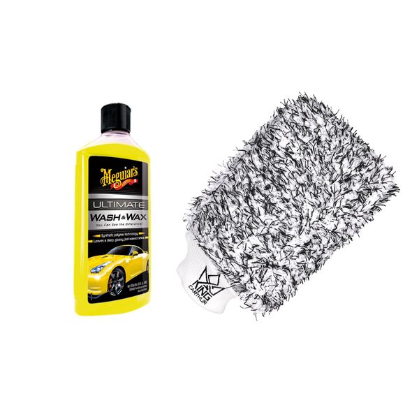 Autoshampoo Meguiars Ultimate Wash&Wax - Vahashampoo, 473 ml + KC Premium Wash Mitt