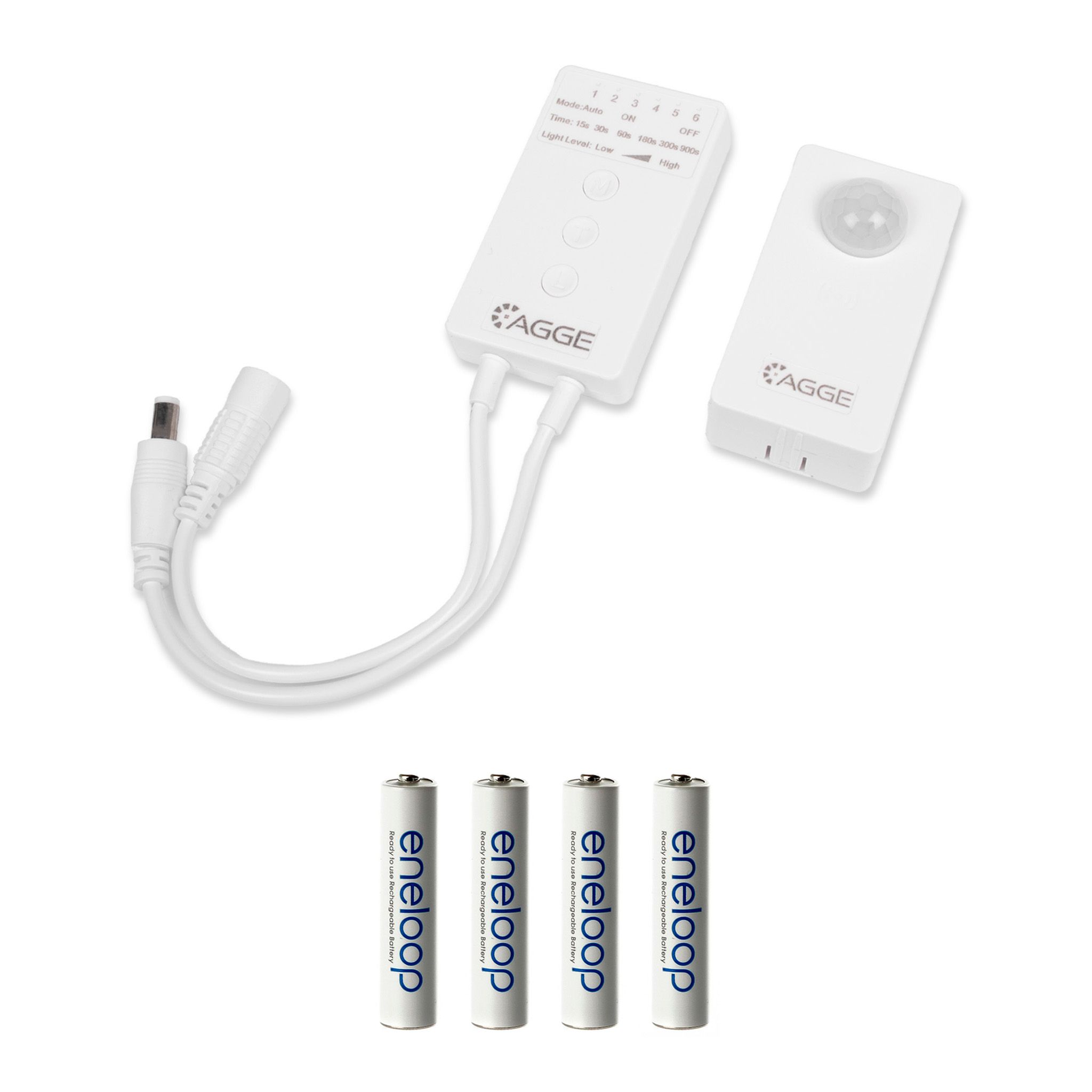 Wireless LED strip motion sensor AGGE Wireless Pir Sensor Set, 12/24V, Motion sensor + 4 pcs AAA batteries afbeelding