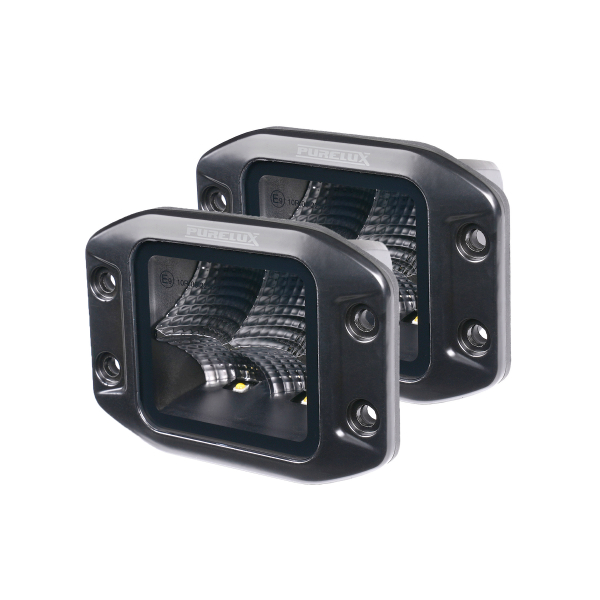 Worklight PURELUX Black Flush-Mount Square - 12 cm / 40W / Flood, 2 pcs afbeelding 1