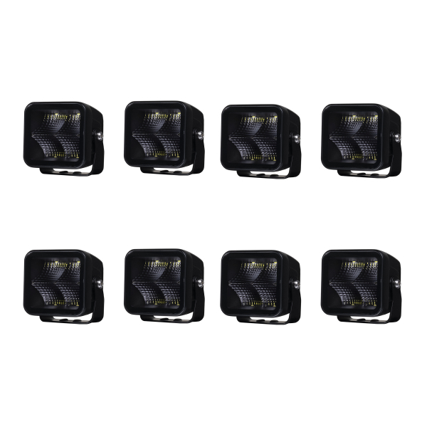 Arbetsbelysning PURELUX Black Square 40 Flood - 8 cm / 40W / Bred, 8 st