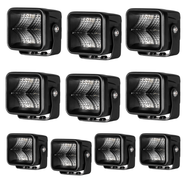 Arbetsbelysning PURELUX Terrain Black Square Flood - 7 cm / 20W / Bred, 10 st