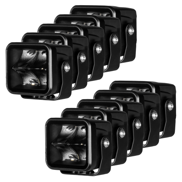 Arbetsbelysning PURELUX Terrain Black Square Spot - 7 cm / 20W / Spot, 10 st
