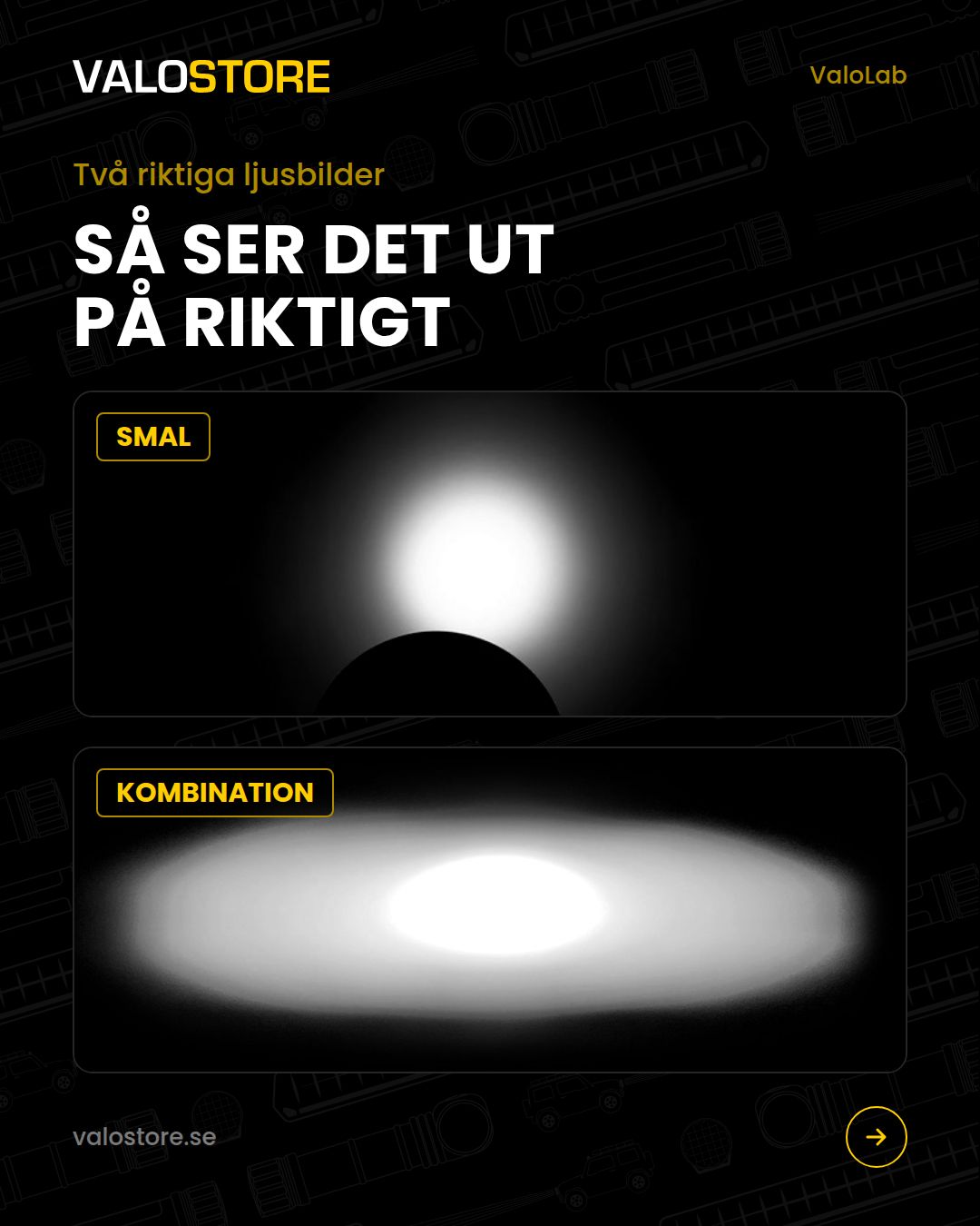 Exempel på smal och kombinerad ljusbild