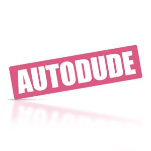 Dekal Autodude rosa med hvit tekst, 130x35mm