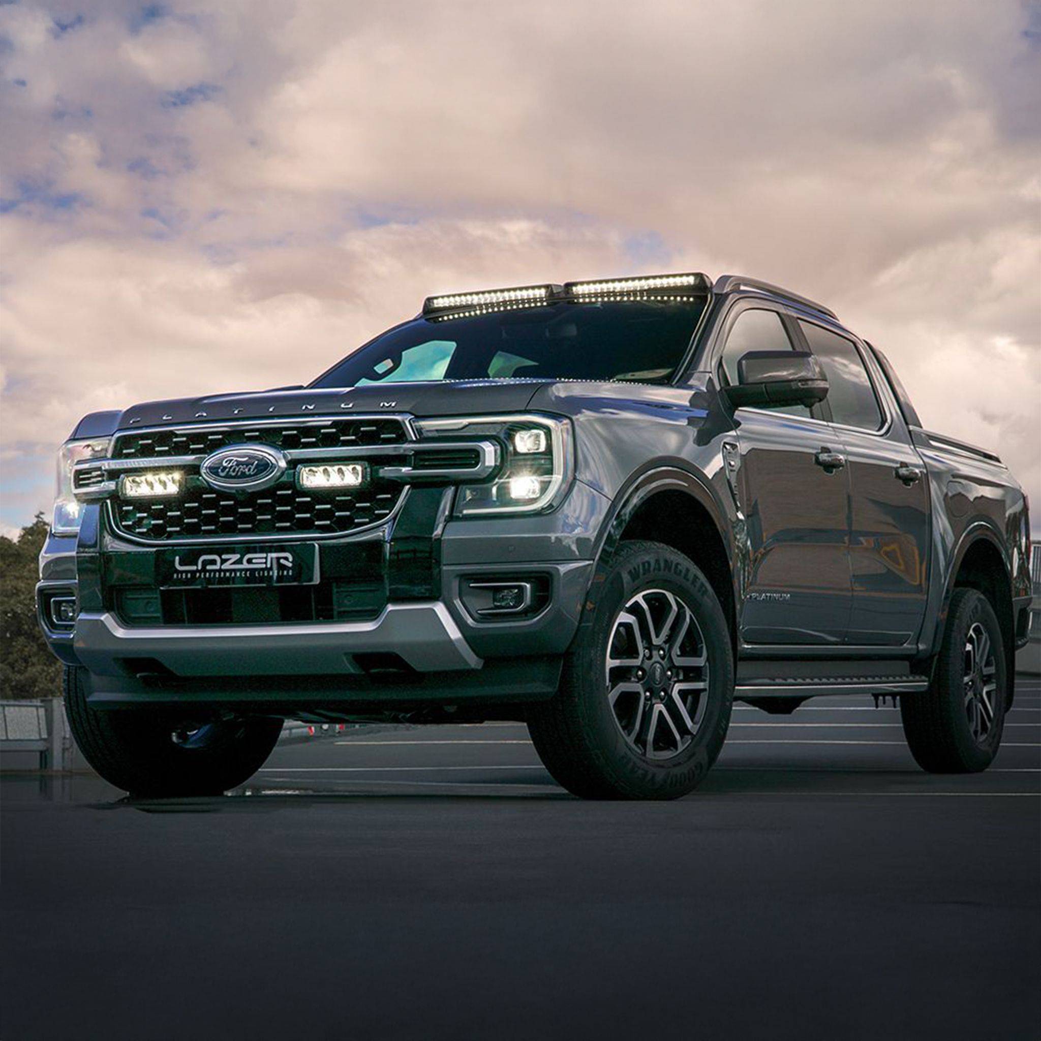 Auxiliary light set Ford Ranger / Raptor (2023+), Lazer Roof Pods (2 x Glide)