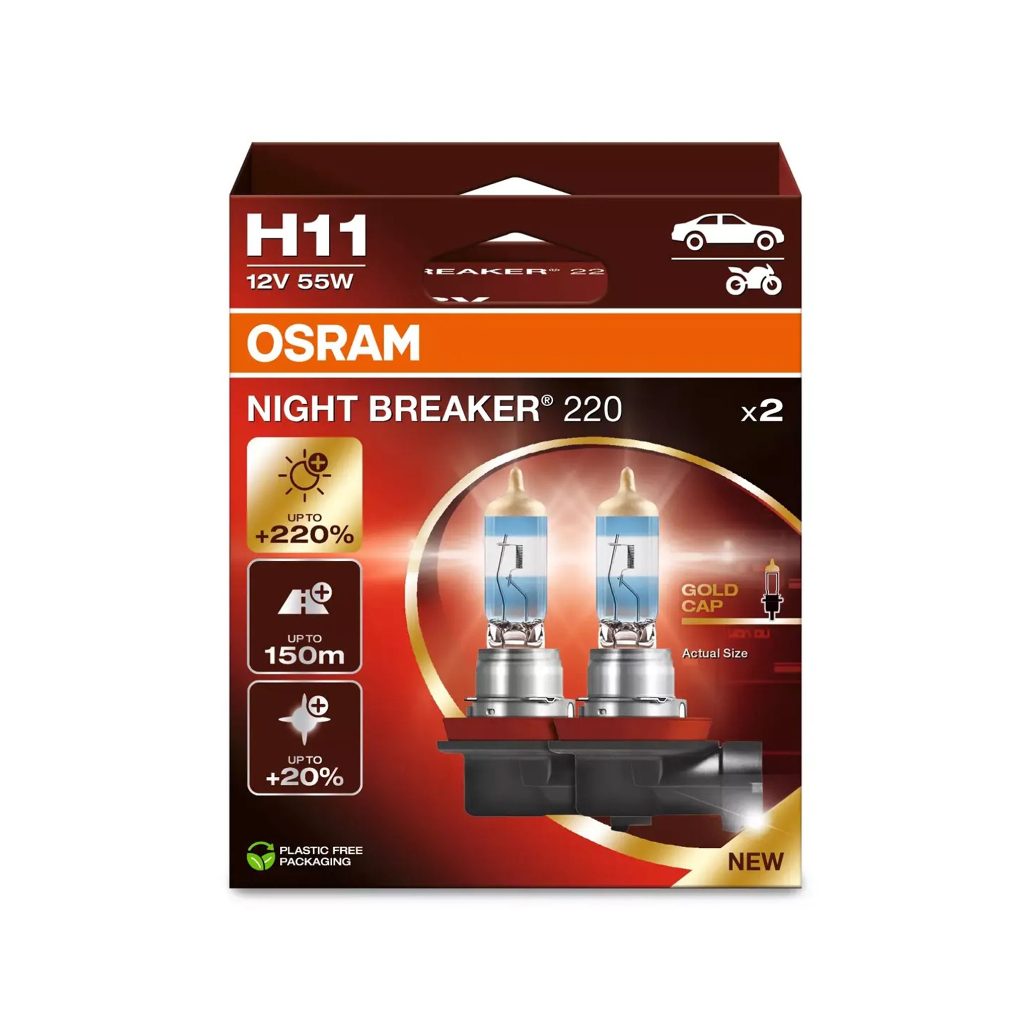 Halogeenipolttimo Osram Night Breaker 220, H11, 55W | Alk. 49,90 €