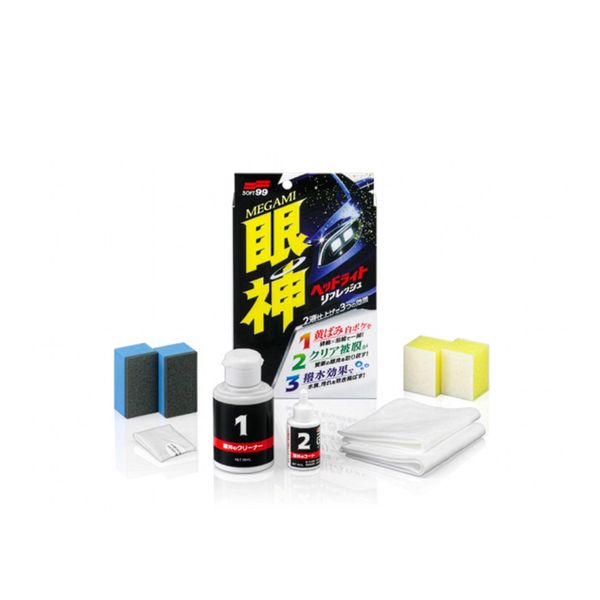 Ajovalojen kiillotussetti Soft99 Megami Headlight Refresh