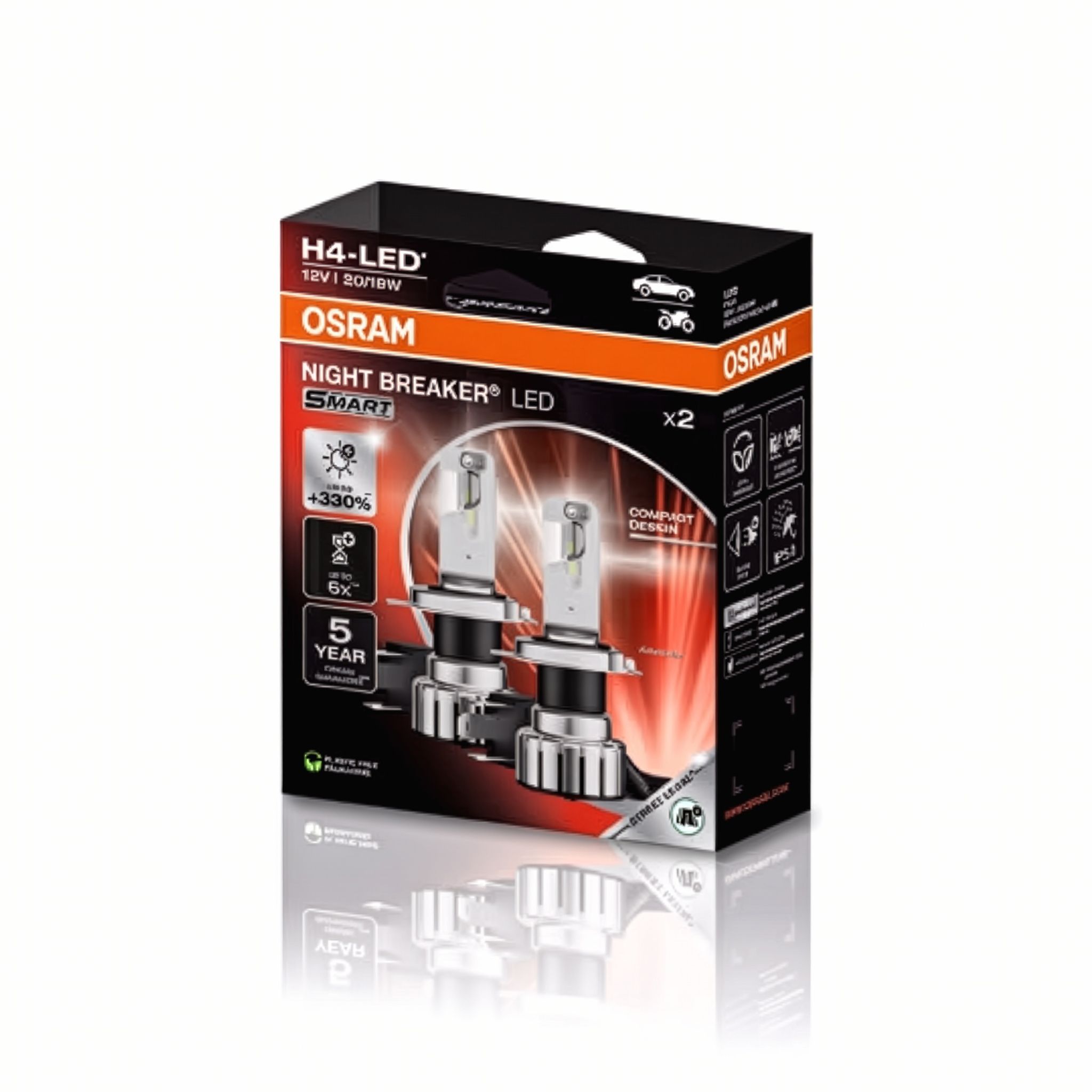 LED-ajovalopolttimot Osram Night Breaker LED Smart, H4