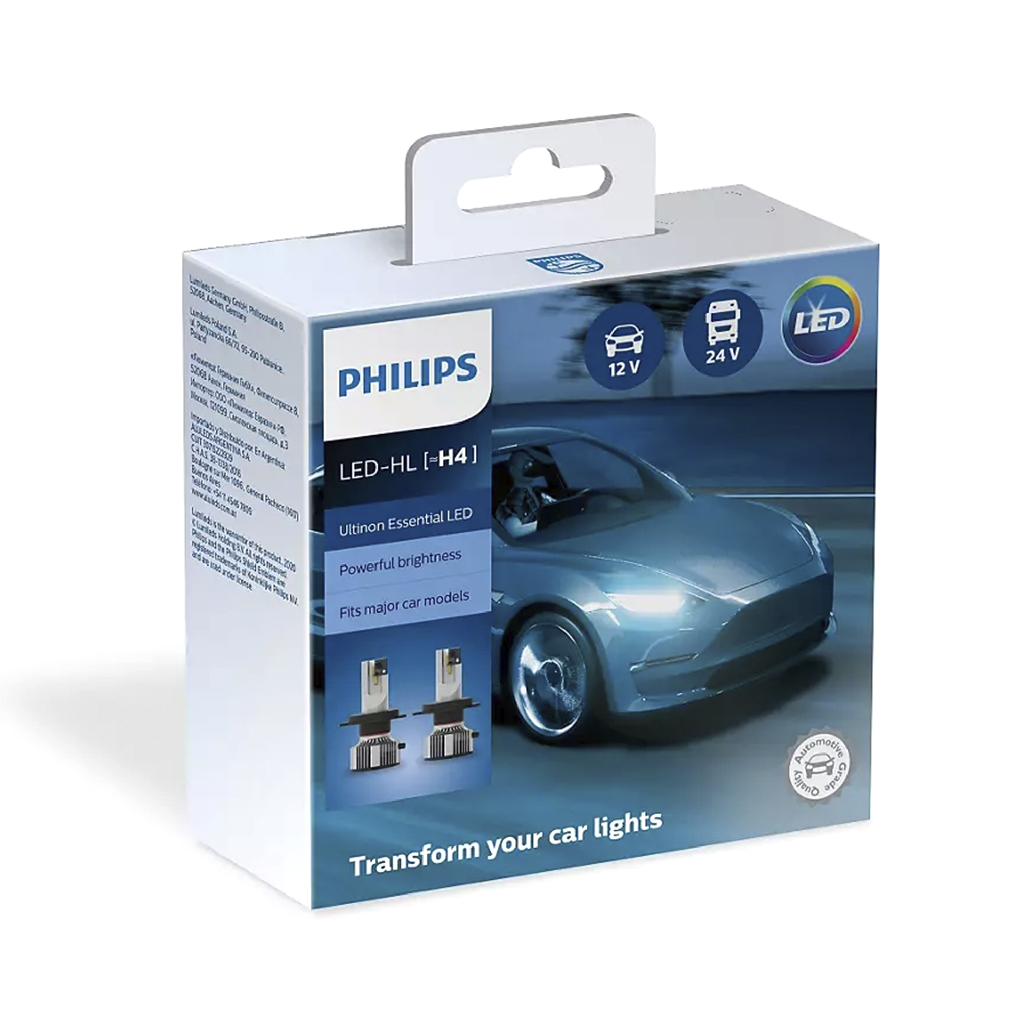 LED-konvertering Philips Ultinon Essential, H4, Endast LED-lampor