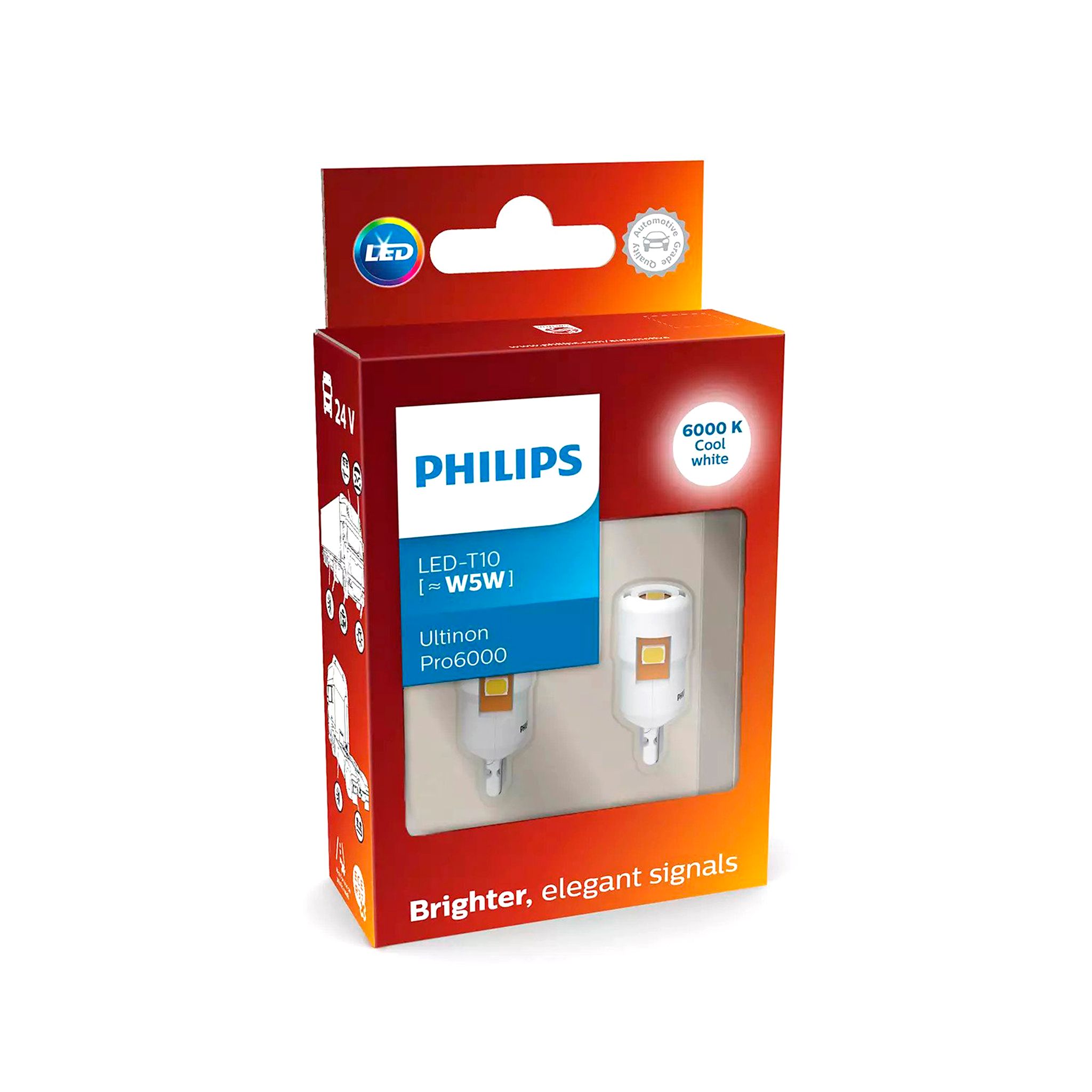 LED-poltinpari Philips Ultinon Pro6000 24V, T10, 6000K
