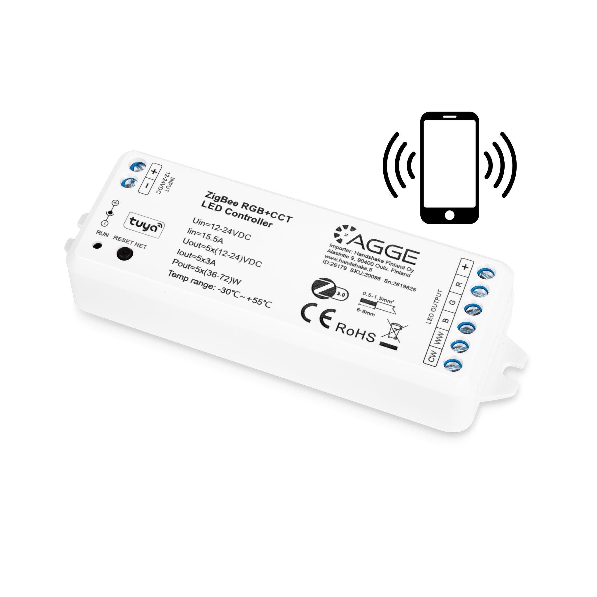 Drivdon till LED-list AGGE RGB+CCT Color Zigbee Controller, Endast drivdon