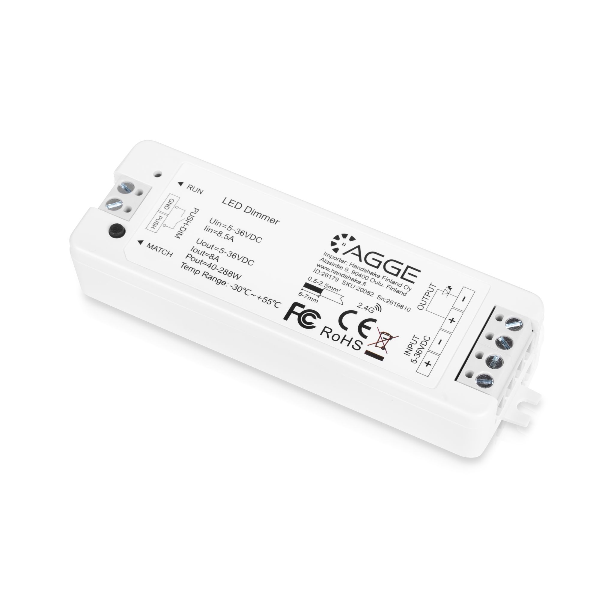 Drivdon till LED-list AGGE Single Color Controller, RF 2.4 GHz, Endast drivdon