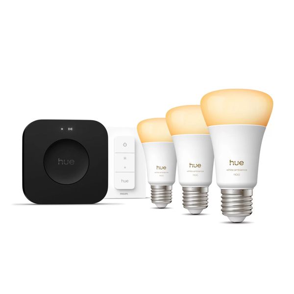Aloituspakkaus Philips Hue White, E27, 1000-20000K, 3 kpl, Bridge Pro + Kytkin