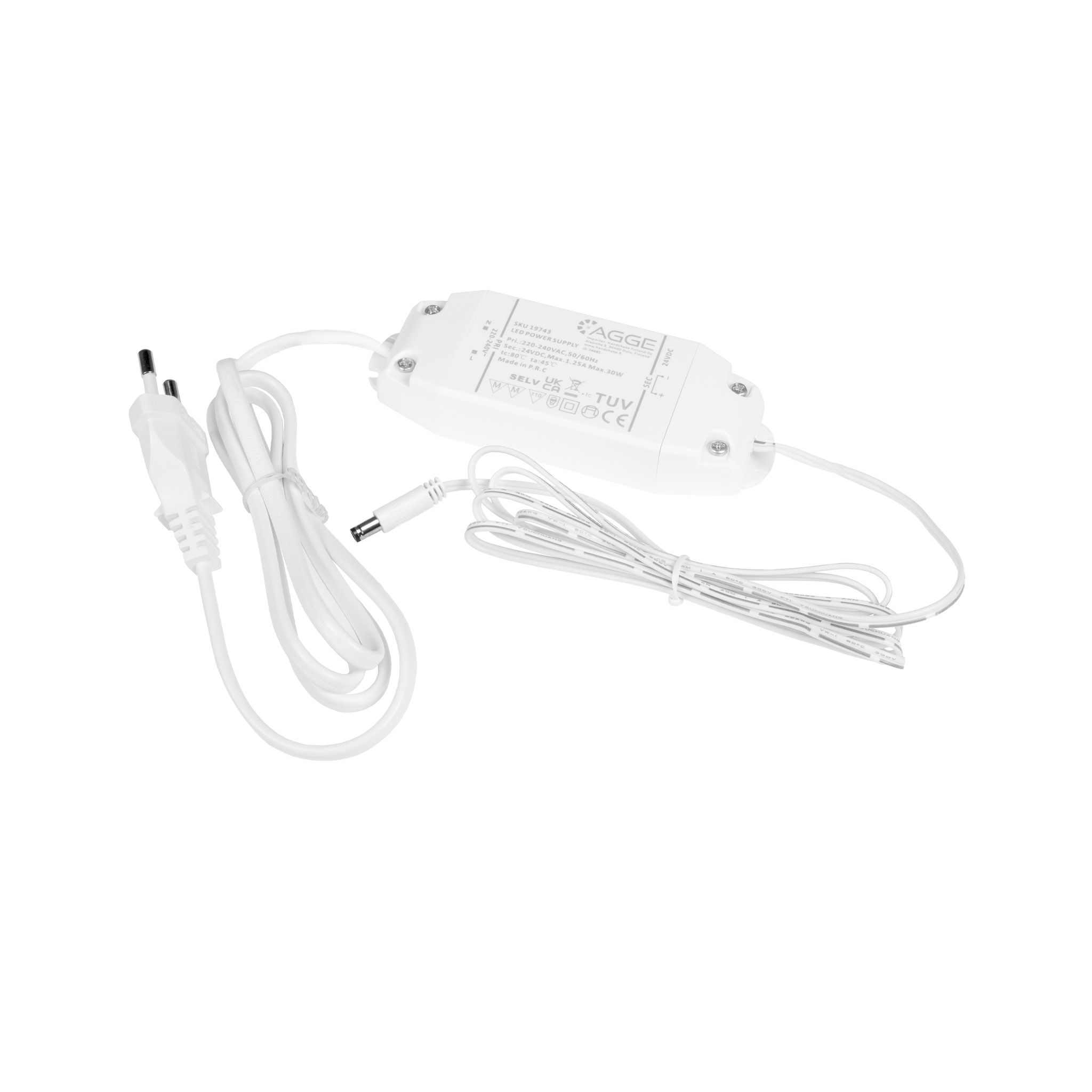 LED strip transformer AGGE 24V, IP20, Max. power 30W afbeelding