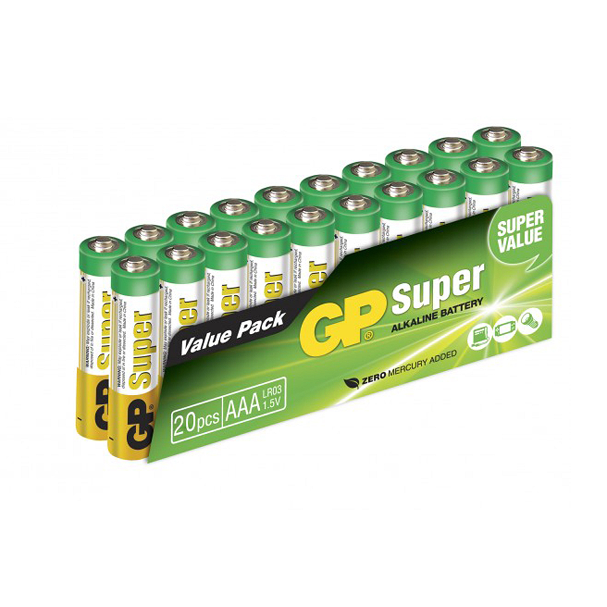 AAA-batteri GP Super Alkaline, 1 pakke (20 stk.)