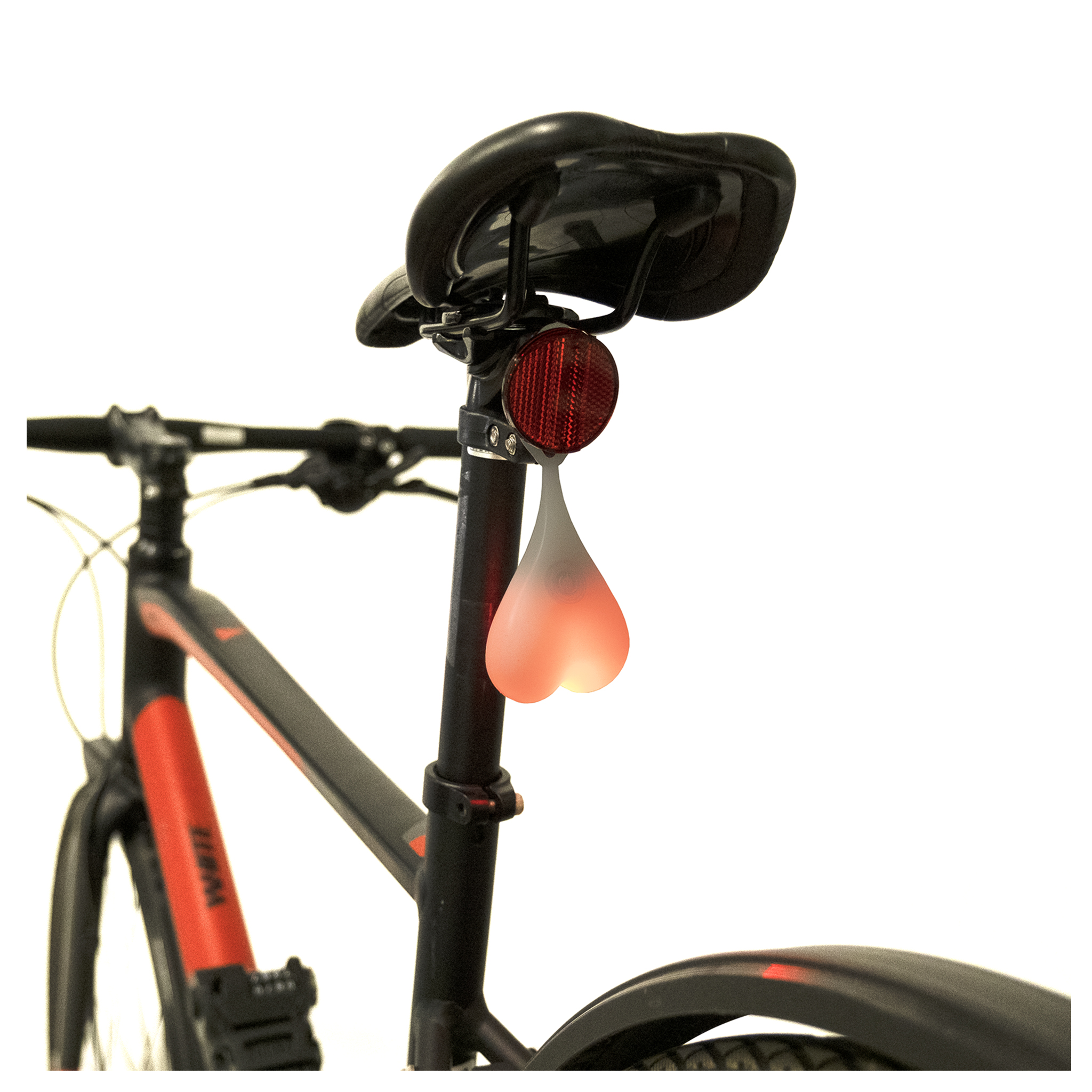 Cykellampa Röd baklampa Hjärta, 15 lm, 1st